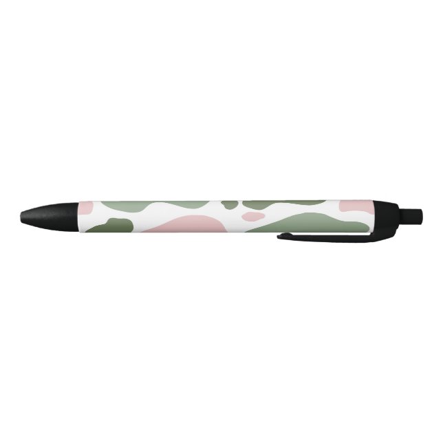 Stylo Noir Impression de vache jouée Sage Green et rose (Bas)