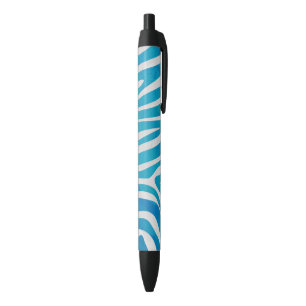 Stylo Noir Impression en bleu et blanc Zebra