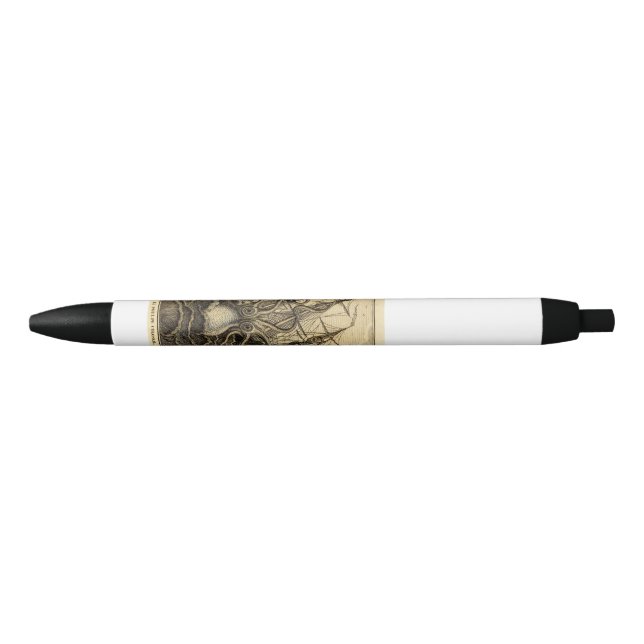 Stylo Noir Impression Kraken Vintage (Devant)