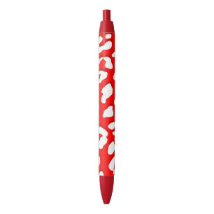 Stylo Noir Impression Léopard Blanc Rouge