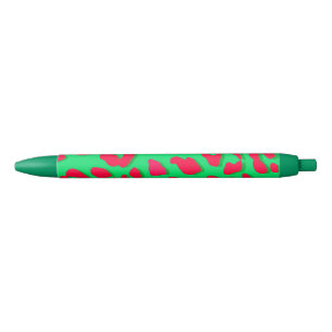 Stylo Noir Impression léopard rouge vert