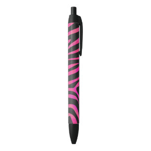 Stylo Noir Impression noire et rose chaud Zebra