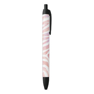 Stylo Noir Impression rose et blanc Zebra