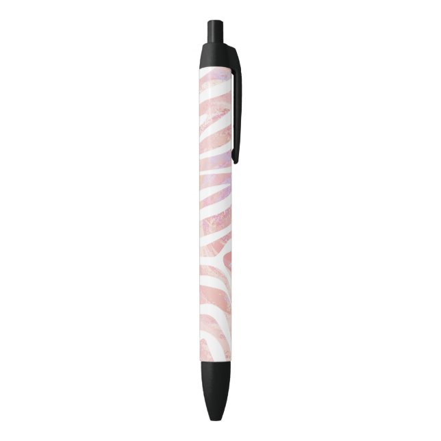 Stylo Noir Impression rose et blanc Zebra (Bas (Vertical))