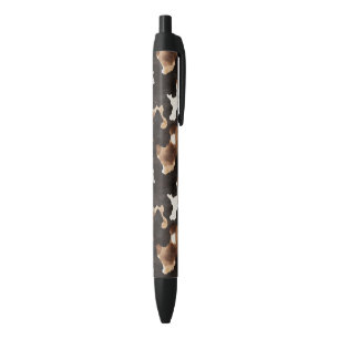 Stylo Noir Impression vache crème marron noir