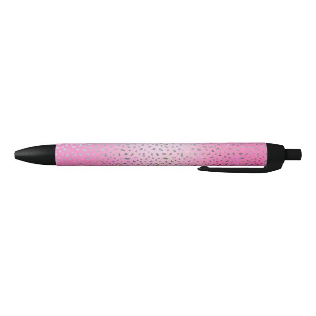 Stylo Noir Imprimé Guépard Rose Pailleté (Bas)