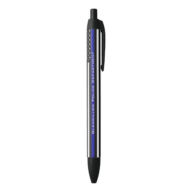 Stylo Noir Indicateur de ligne bleue mince personnalisé (Bas (Vertical))
