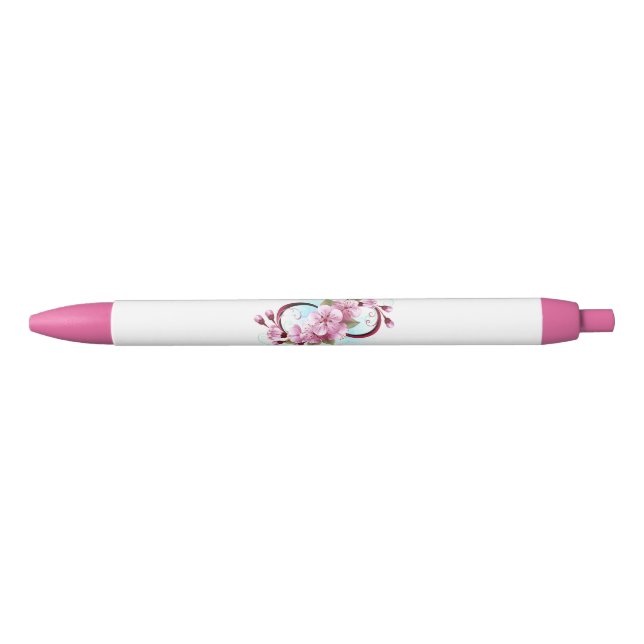 Stylo Noir Infinité avec les fleurs Sakura (Devant)