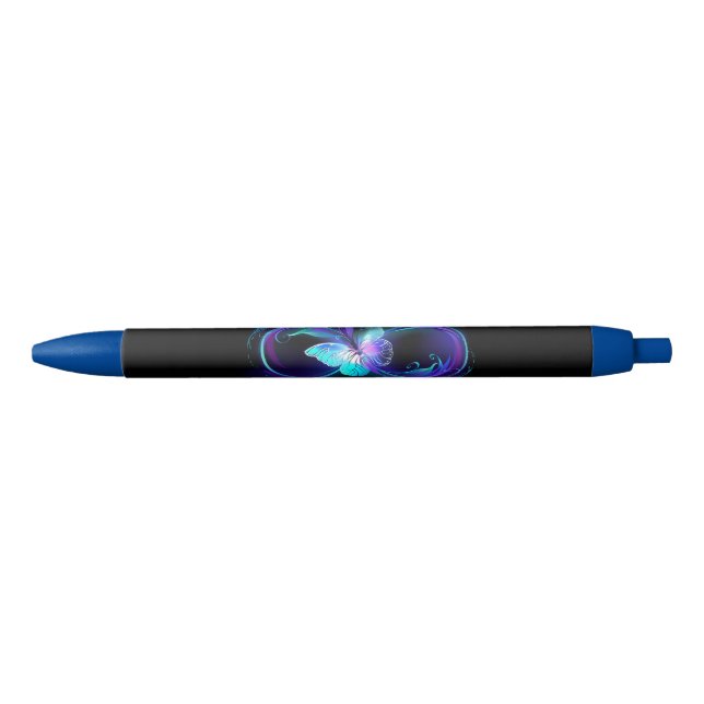 Stylo Noir Infinité brillante avec papillon magique (Devant)