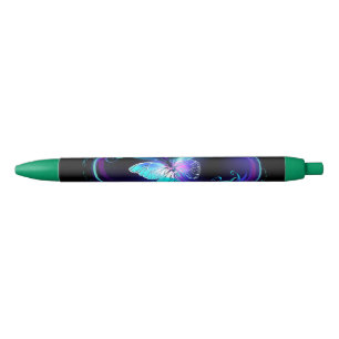 Stylo Noir Infinité brillante avec papillon magique