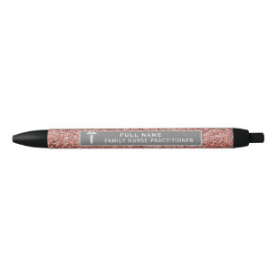 Stylo Noir Infirmière Praticien Caduceus Rose Parties scinti