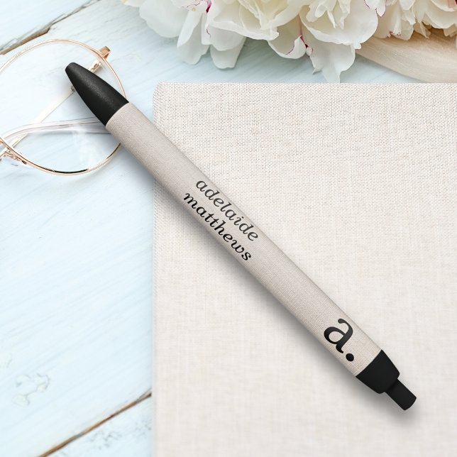 Stylo Noir Initiale de monogramme de style lin moderne profes (Créateur téléchargé)