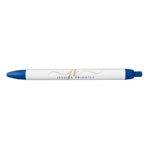 Stylo Noir Initiales de monogramme élégant en écriture bleue