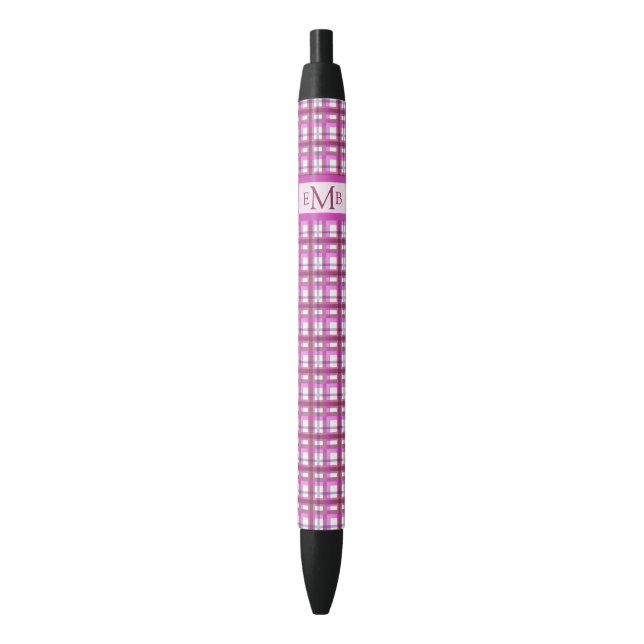 Stylo Noir Initiales de monogramme personnalisées à plaqué ro (devant Vertical)