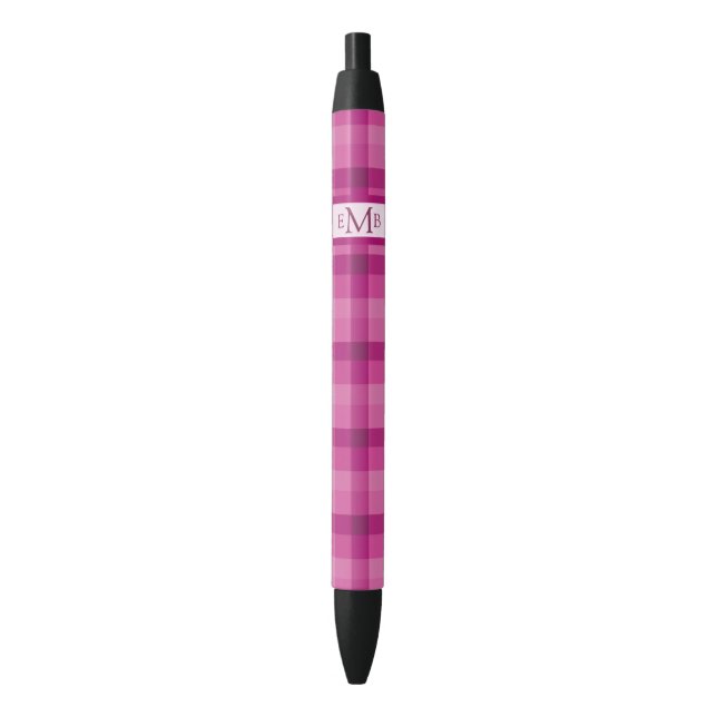 Stylo Noir Initiales de monogramme personnalisées à plaqué ro (devant Vertical)