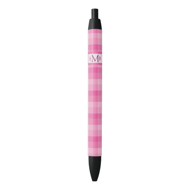 Stylo Noir Initiales de monogramme personnalisées à plaqué ro (devant Vertical)