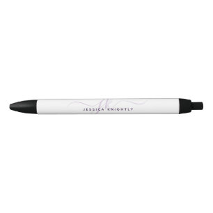 Stylo Noir Initiales de Monogramme violet à Script Chic Moder
