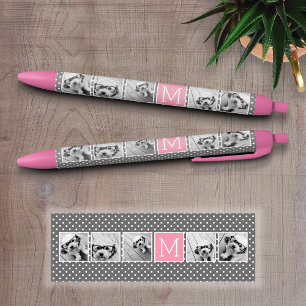 Stylo Noir Instagram gris et rose 5 Photo Collage Monogramme