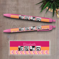Instagram Photo Collage Hot Pink Orange Chevrons