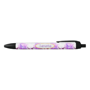 Stylo Noir Iris Violet Aquarelle Iris Nom de Femme