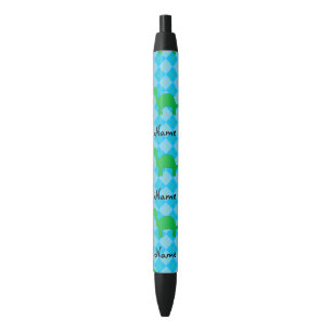 Stylo Noir Jacquard nommé personnalisé de bleu de dinosaure