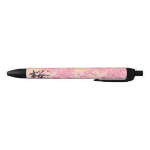Stylo Noir Japonais Kanji Calligraphie Sakura