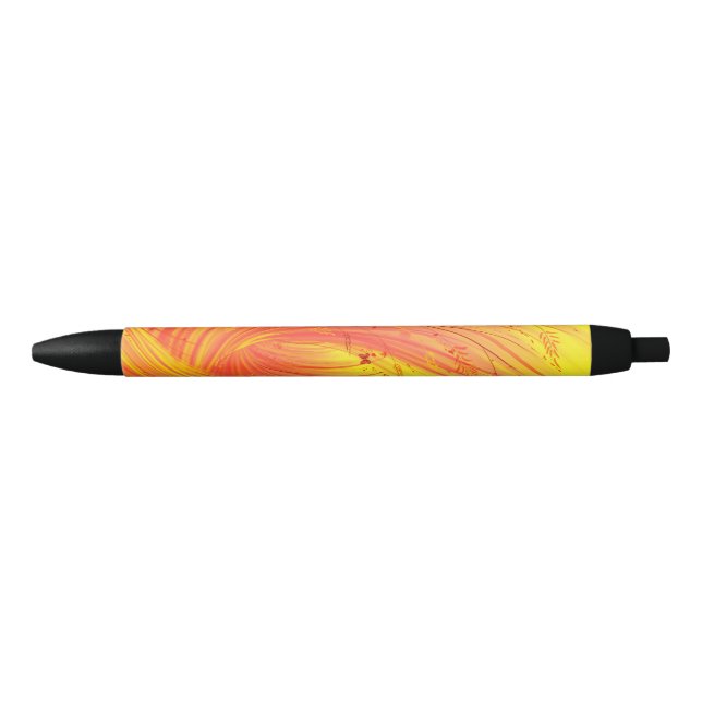Stylo Noir Jardin Abstrait Jaune Orange Enchantée (Devant)