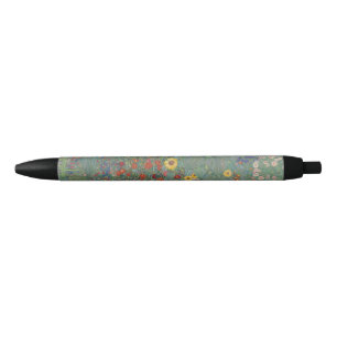 Stylo Noir Jardin de ferme au tournesol, art floral de Klimt
