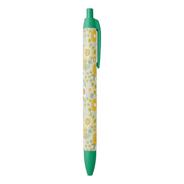Stylo Noir Jardin Floral Jaune Motif (Bas (Vertical))