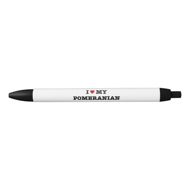 Stylo Noir J'Coeur Mon Poméranien (Devant)