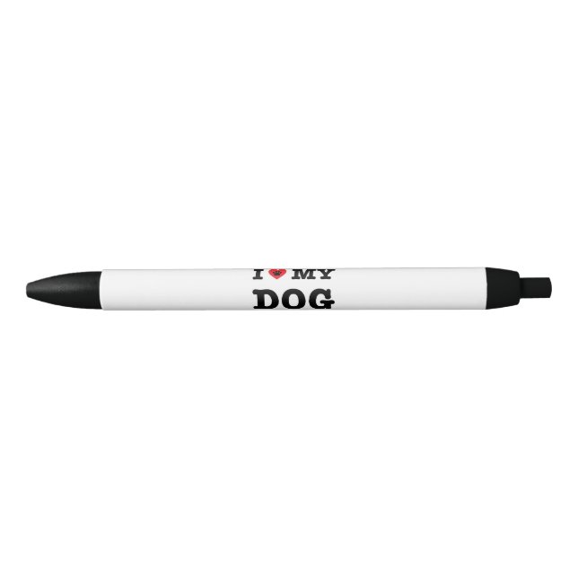Stylo Noir Je Coeur mon chien (Devant)