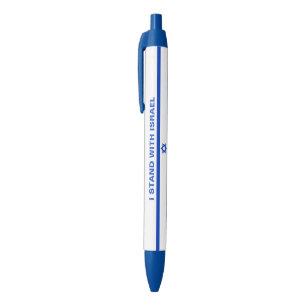 Stylo Noir Je suis debout avec Israël coutume bleu texte Isra