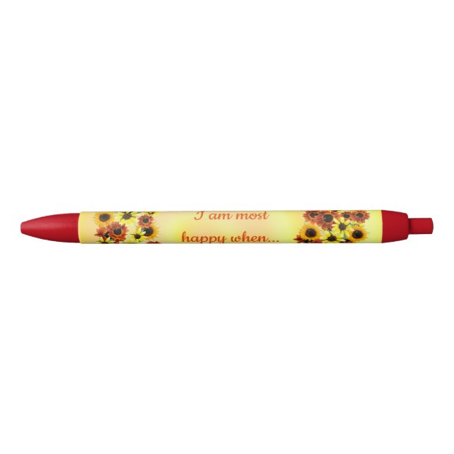 Stylo Noir Je suis le plus heureux quand, tournesol wreaes st (Devant)