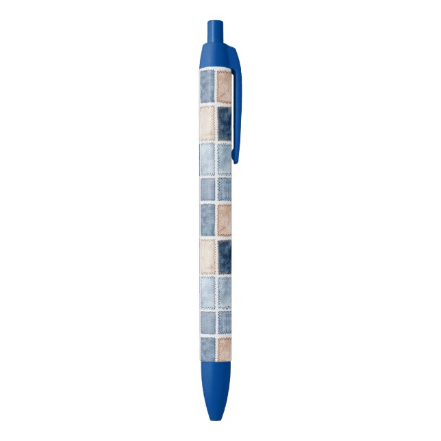 Stylo Noir Jean bleu en denim faux crème (Bas (Vertical))