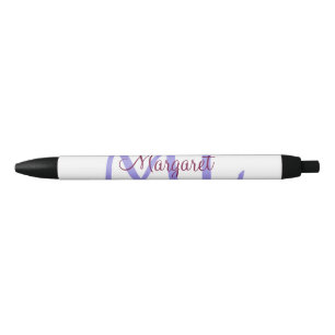 Stylo Noir jeté simple minimal ajouter nom monogramme rose ro