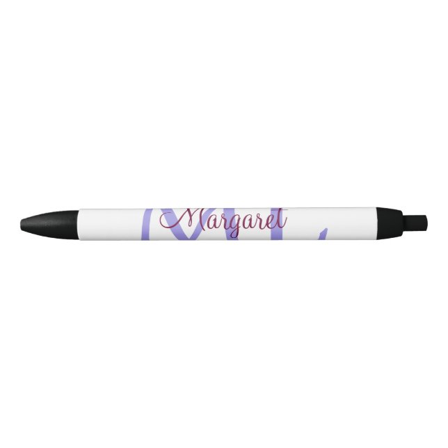 Stylo Noir jeté simple minimal ajouter nom monogramme rose ro (Devant)