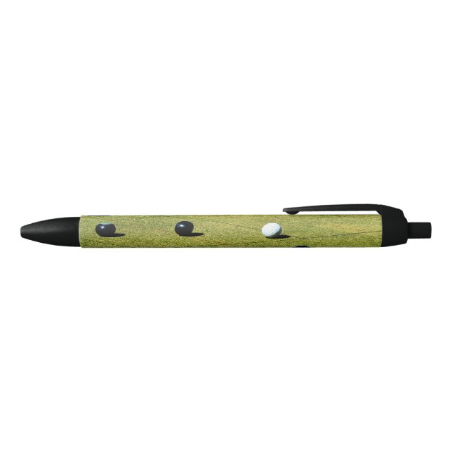Stylo Noir Jeu De Boules De Pelouse En Action, (Haut)