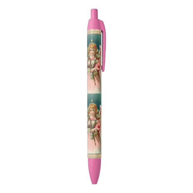Stylo Noir Joli Ange En Robe Rose (Bas (Vertical))
