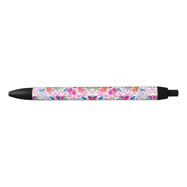Stylo Noir Joli carnet de chèques motif de fleurs d'aquarelle (Devant)