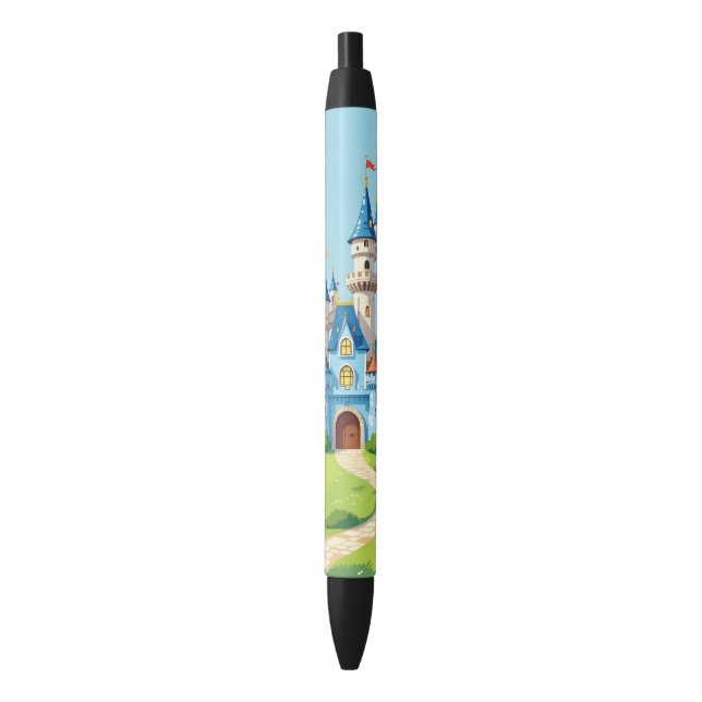 Stylo Noir Joli château bleu et blanc (devant Vertical)