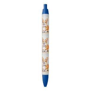 Stylo Noir Joli chien Pembroke Welsh Corgi rouge