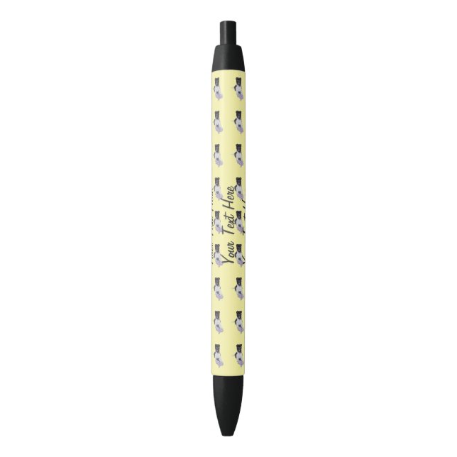 Stylo Noir Joli chiot akita noir et blanc avec ours en peluch (devant Vertical)