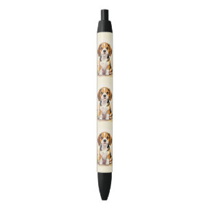 Stylo Noir Joli chiot Beagle tricolore noir, fauve et blanc