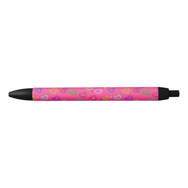 Stylo Noir Joli cœur coloré  (Devant)