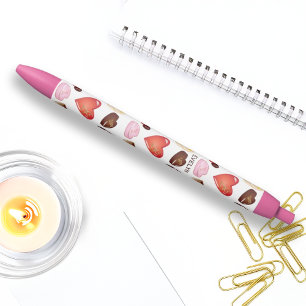 Stylo Noir Joli Coeur de Chocolat Coloré et Chic