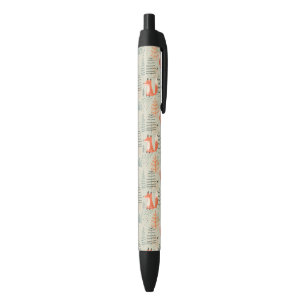 Stylo Noir Joli Doodle Fox Forest Motif de bois