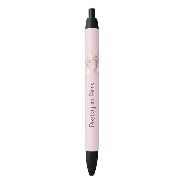 Stylo Noir Joli en noeud rose (devant Vertical)