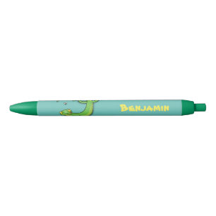 Stylo Noir Joli gecko vert salutations avec dessin animé