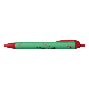 Stylo Noir Joli Ladybug vert