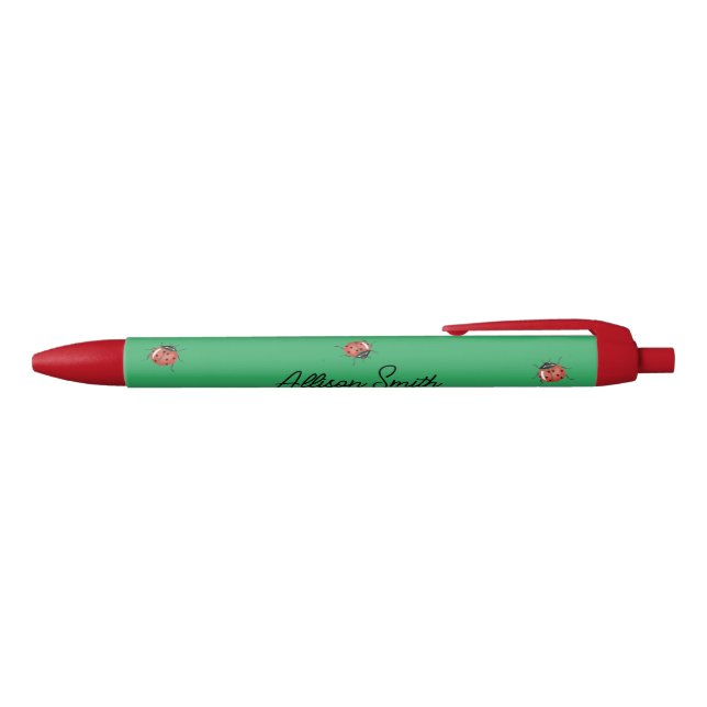 Stylo Noir Joli Ladybug vert (Haut)